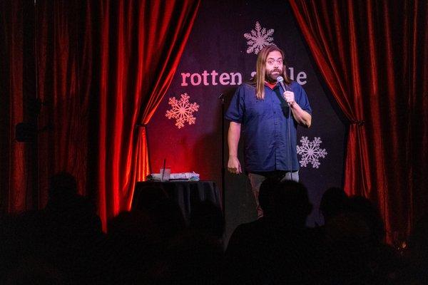 Comedian Gabriel Rutledge performing to a sold-out crowd at Campbell's Resort during Winterfest 2019.