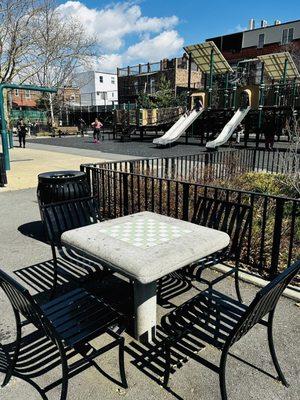 Checkers/chess tables and chairs