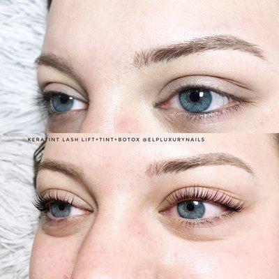 Let's make your lashes be more attractive with keratin lash lift+tint+Botox. Follow us on Instagram/FB page @elpluxurynails for more works