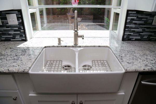 Farm house sink setup for our granite installation project.