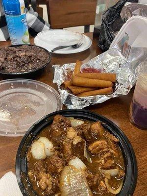 Lumpia, prok adobo, dinuguan