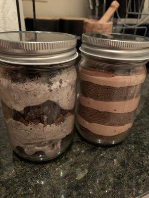 valrhona chocolate chiffon jar and cookies n cream cheesecake jar (I ordered cookies cream twinkies but got this)