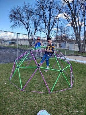 My son's on the jungle gym