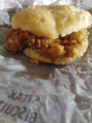 Piping hot buttery spicy chicken biscuit good