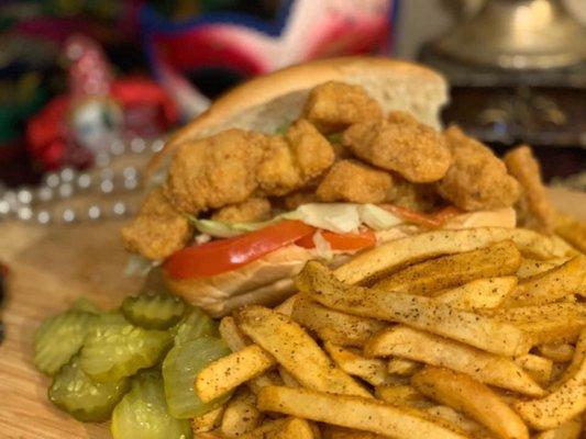 Fried fish po' boy.