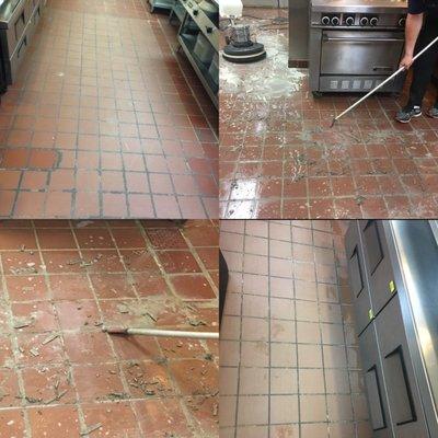 Kitchen floor grease removal