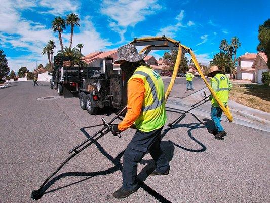 Crack Sealing Application for the City of Las Vegas project.