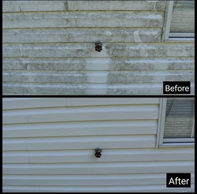 Results of home after pressure washing cleaning