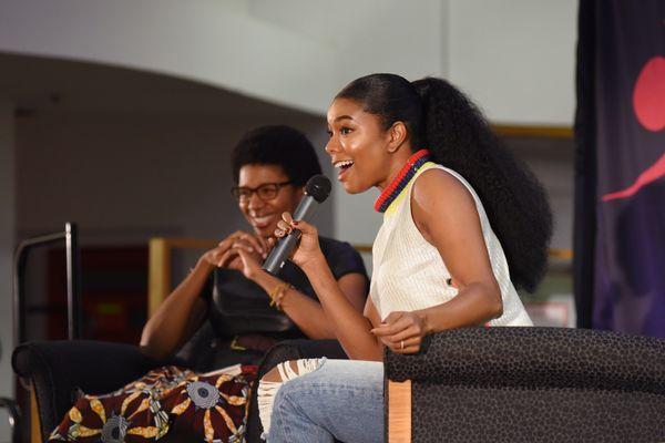 Actress Gabrielle Union speaking to a sold-out crowd at SLCL on October 28, 2017.