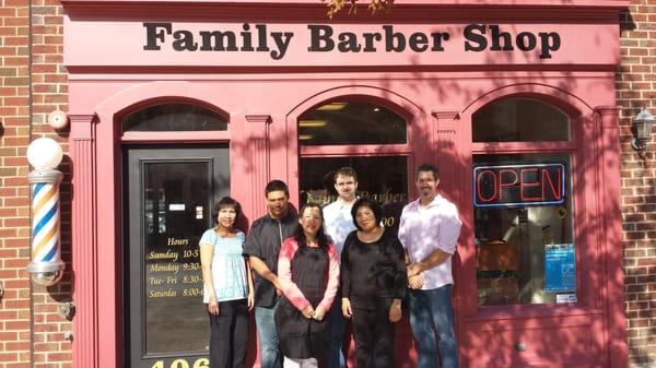 Here is a recent photo of our barbers at the new location.
Jose, one of our exceptional barbers isn't pictured.