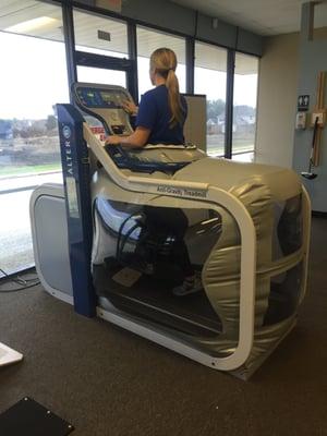 AlterG: take up to 80% of your body weight off as you walk, jog, or run!