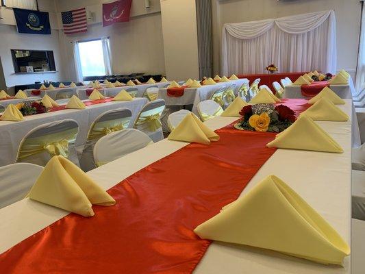 You may decorate the evening before your event.