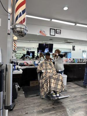 In the barber's chair