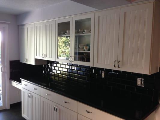 Ceramic tiled backsplash