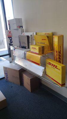 FedEx and DHL boxes are available here