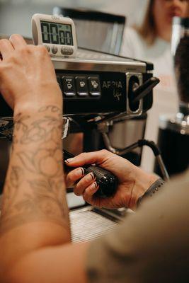 Pulling that perfect shot of espresso