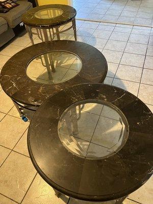 3 marble tables $50