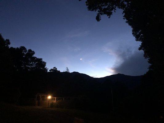 Twilight view from the main lodge.