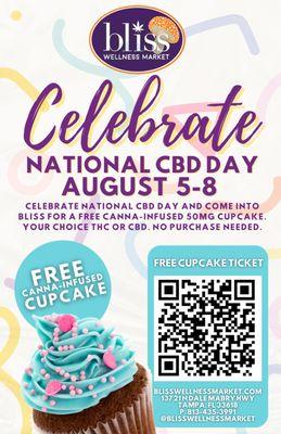 Saturday, August 5th - Tuesday, August 8th, commemorate this special occasion with a complimentary cupcake  bit.ly/blissncbd23