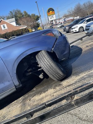 My car after they towed the vehicle