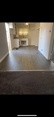 Carpet and laminate floor