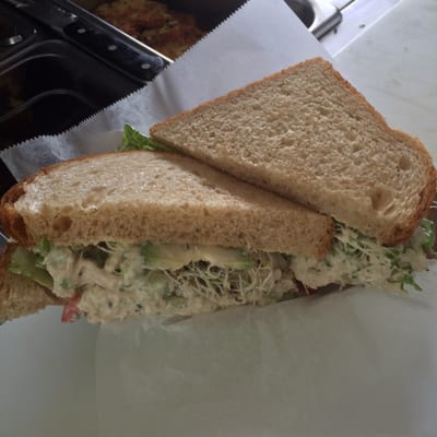 I'm known for my Chicken Salad.... This is a Chicken salad on wHoney Wheat with lettuce Tim sprouts snd avacado