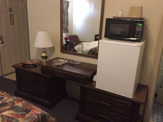 The room came with a microwave and fridge -- nice touch!  (But no coffee maker)