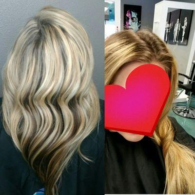 A before and after of one of my blondes.