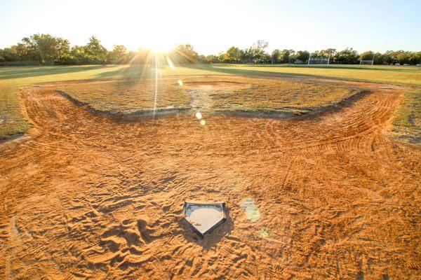 Two junior league-sized baseball fields