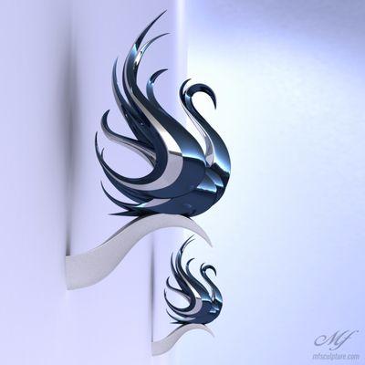 Swan - Contemporary Wall Sculpture by Sculptor Mike Fields