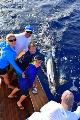 Fisher Melton with his first blue marlin on the Northern Lights in Kona...#Northernlights