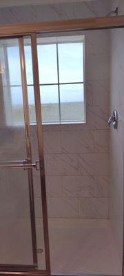 Glass shower looks so much better!