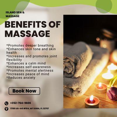 Island Spa & Massage
 17195 US-441 #104, Mt Dora, FL 32757
 Call us at 352-764-9606