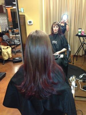 Purple/reddish ombré on natural hair!