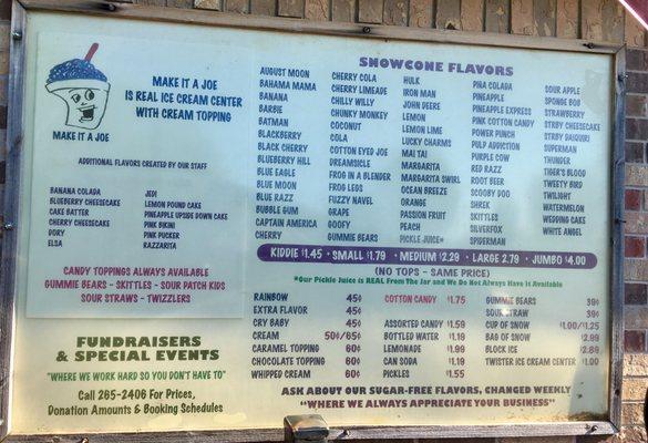 Drive-thru menu