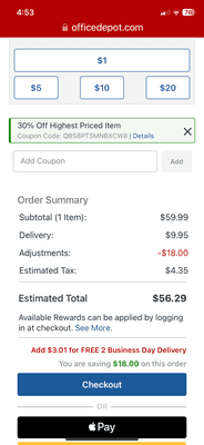 $3.01 shipping charge with 30%