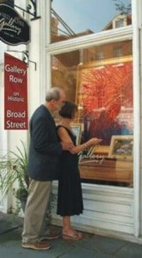 A Painting from Edward Dare Gallery Calls out to browsers on Historic Broad Street's Gallery Row, Charleston, SC