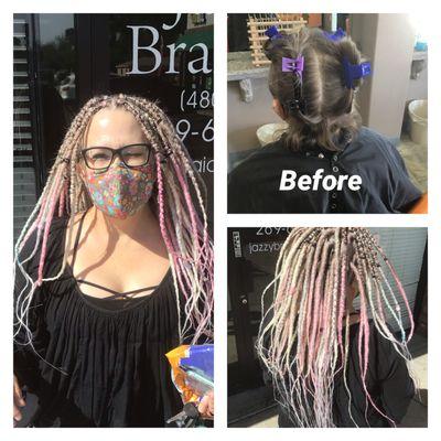 Braided in Synthetic Loc Extensions, perfect for a festival