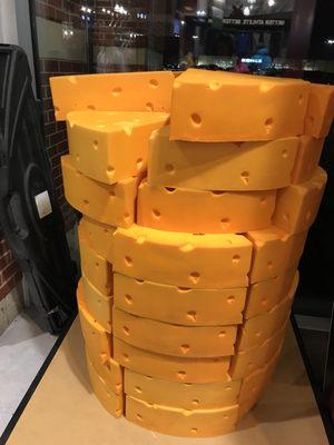 A tower of Cheese hats for real Cheeseheads!