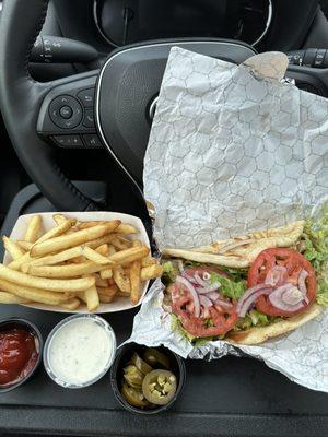 Mahi mahi wrap and fries