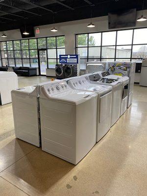 Selection of Washing Machines in the Weaver Appliance Showroom