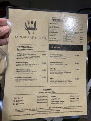 Menu side 1