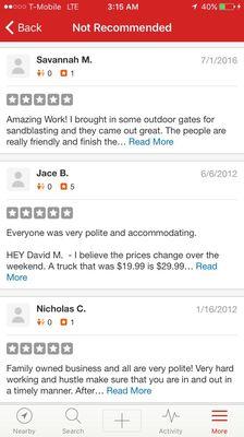 We have great reviews, yelp just decides what to post and not to post