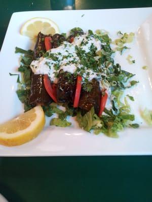 Dolmathes. (stuffed grape leaves)