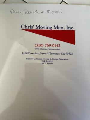 Chris' Moving Men