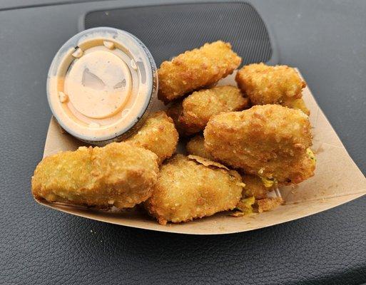 Broccoli Bites comes with a side of sriracha ranch