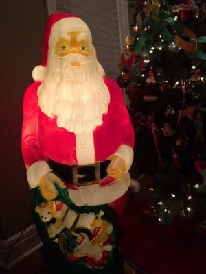 My vintage find! Awesome 4 foot tall blow mold Santa!