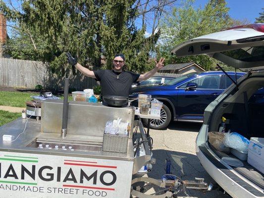 Joe rocking the Italian Food.