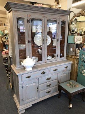 Not-so-old China hutch received the paint treatment & new lease on life.