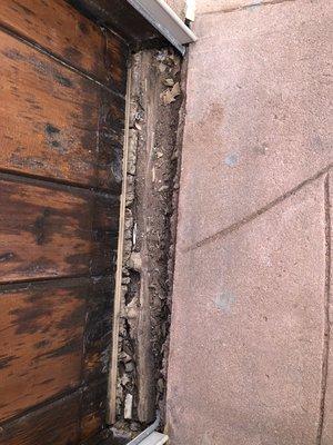 Termite damage in an entry way